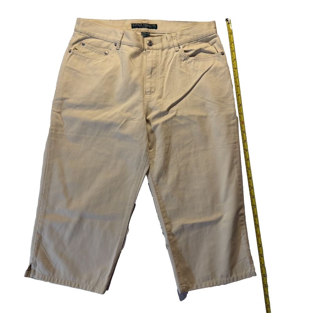 Lauren Jeans Co Ralph Lauren Women’s Beige Crop Wide LegJeans 30x20 Athletic Fit